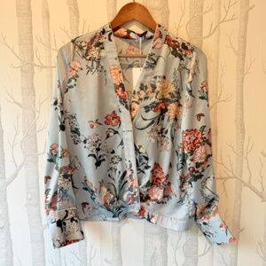 FRNCH Paris Charlette Vert-Fleur Floweres and Bird Blouse- Size Small NWT
